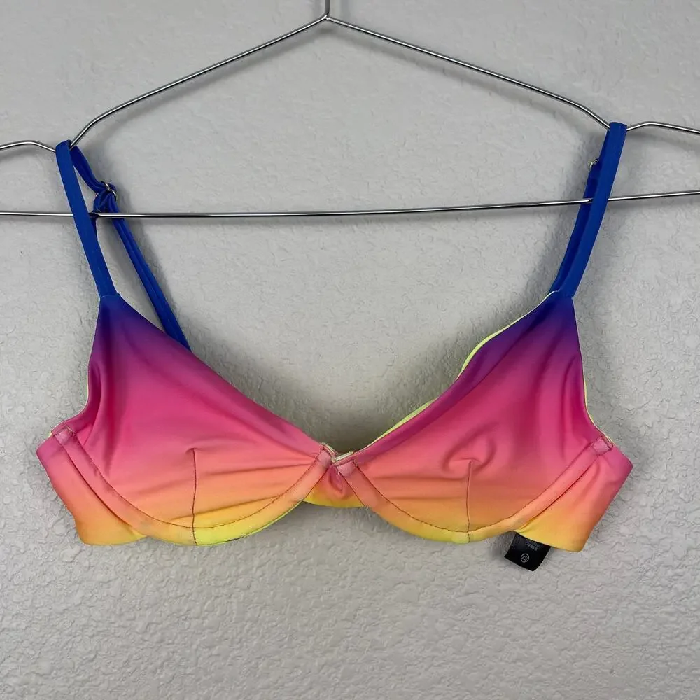 Beach Riot Camilla Bikini Top Rainbow Size XS‎ Summer Beachwear Swim